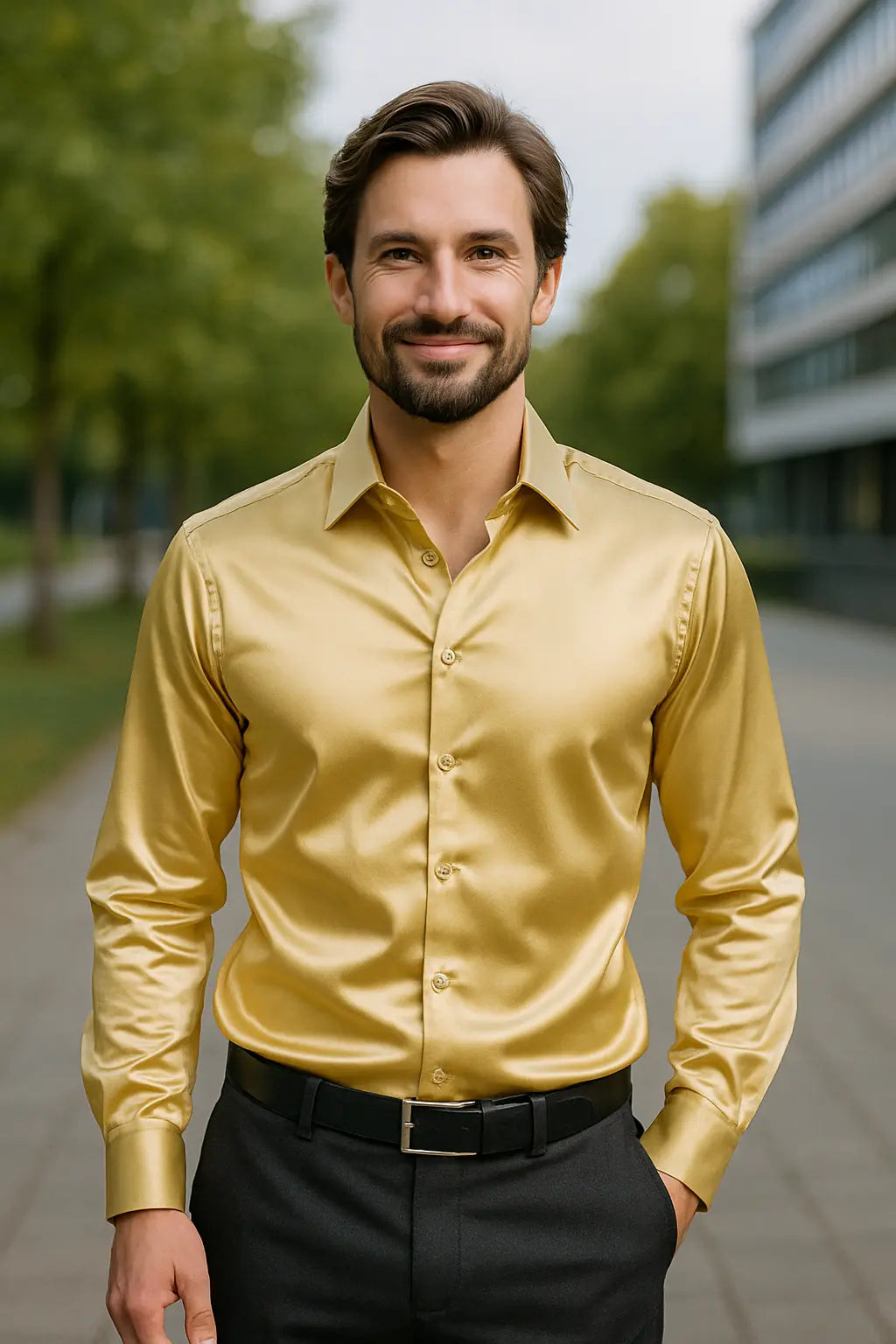 Matteo - Stijlvol Satijnen Overhemd Heren