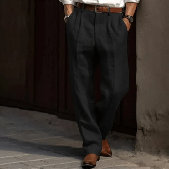 David - Verfijnde Wijde Geplooide Pantalon
