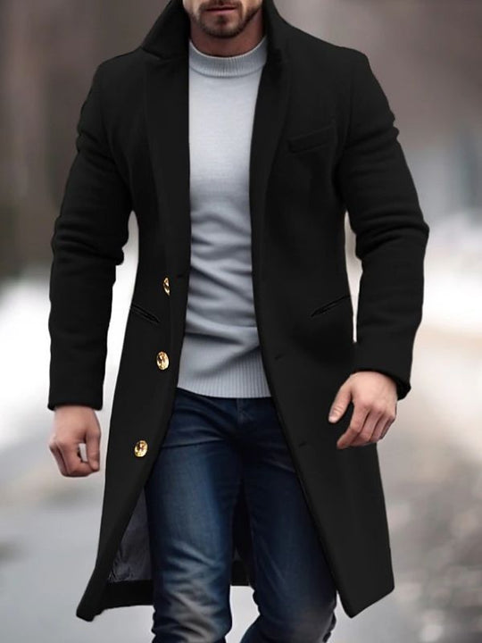 Michael - Stijlvolle Lange Wollen Mantel Winterjas