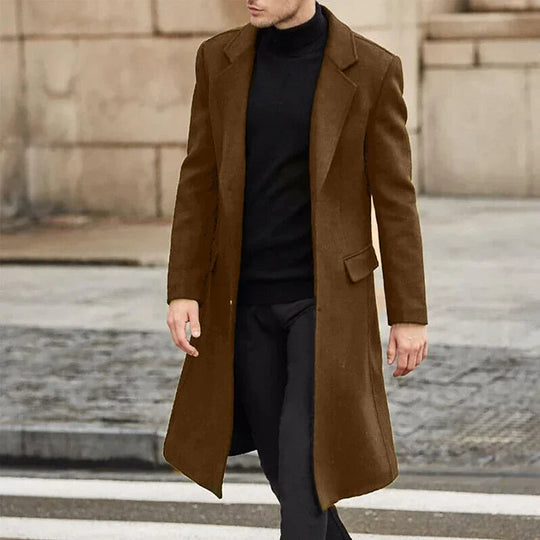 Roberto - Elegante Lange Wollen Mantel Winterjas