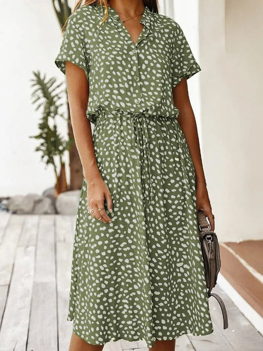 Midi Blousejurk Dames Casual Met Print - Iris