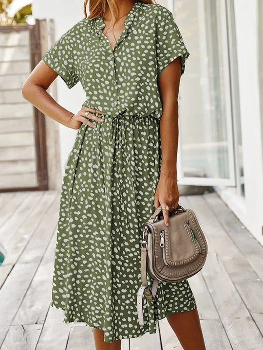 Midi Blousejurk Dames Casual Met Print - Iris