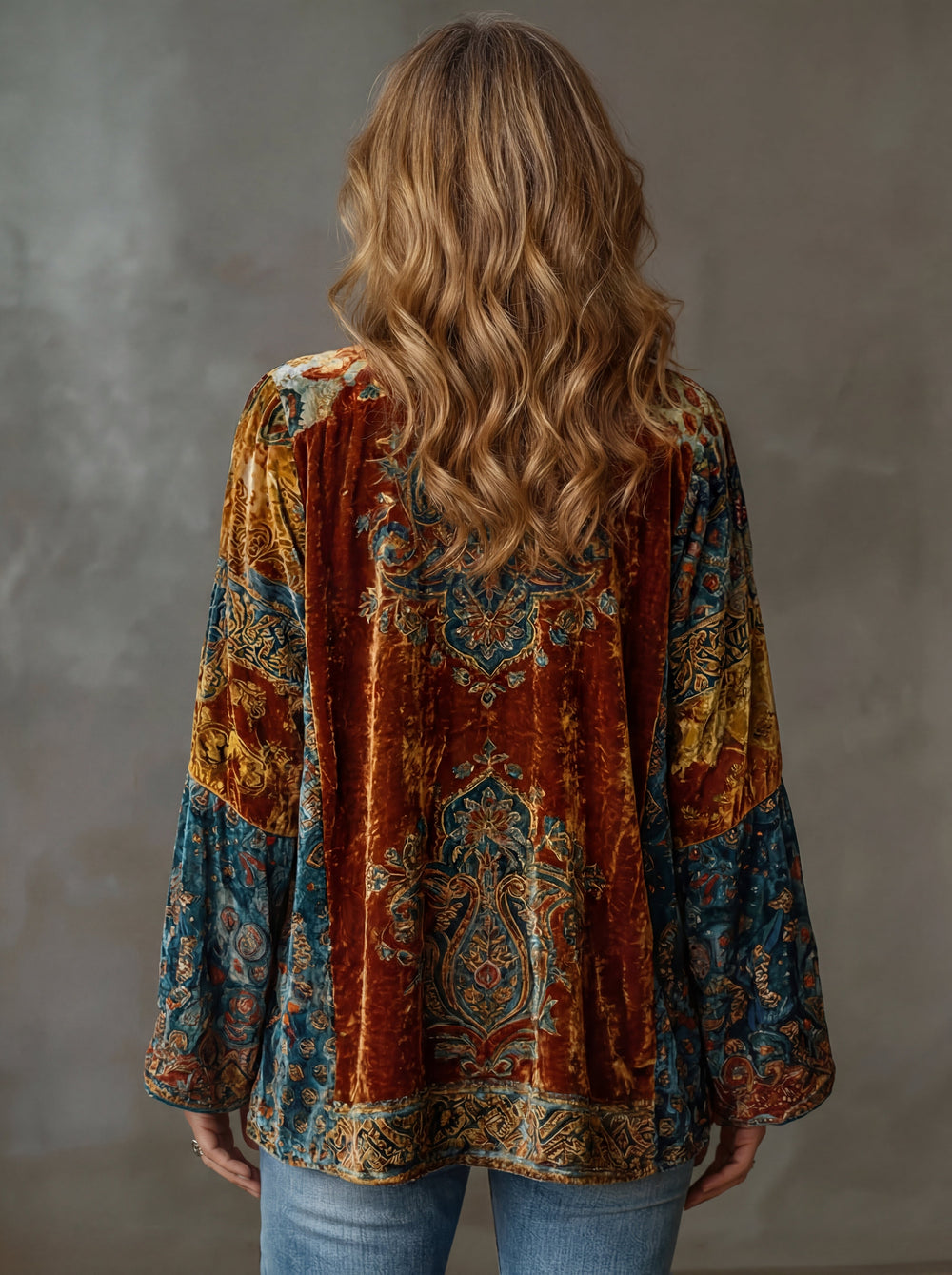 Helen - Stijlvol Fluwelen Vintage Kimono
