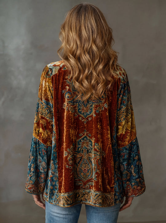Helen - Stijlvol Fluwelen Vintage Kimono