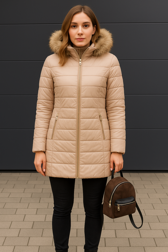 Nathalie - Stijlvolle Lange Donzen Winterjas