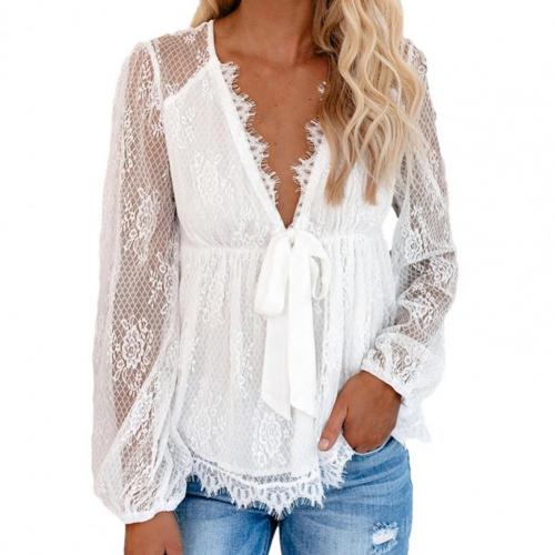 Joisse - Elegante Kanten Dames Blouse met Diepe V-hals