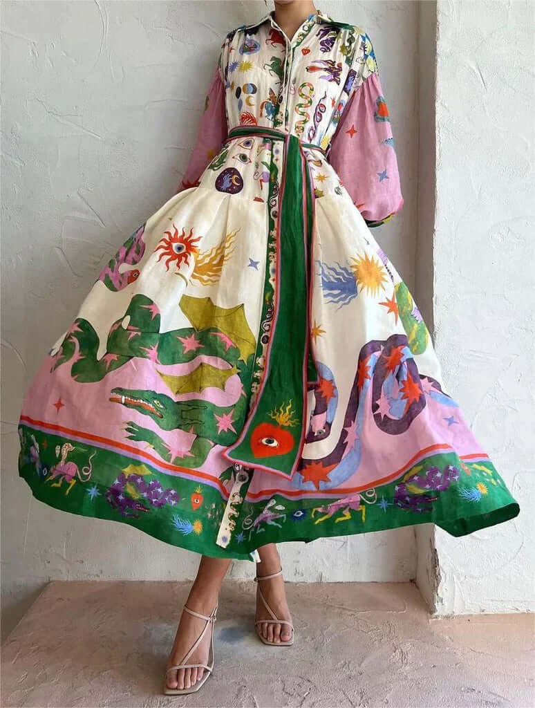 Annet - Kleurrijke Maxi Jurk met Print