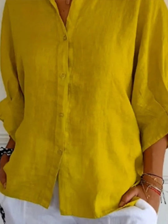 Elena - Luchtige Linnen Blouse Knoopsluiting Dames