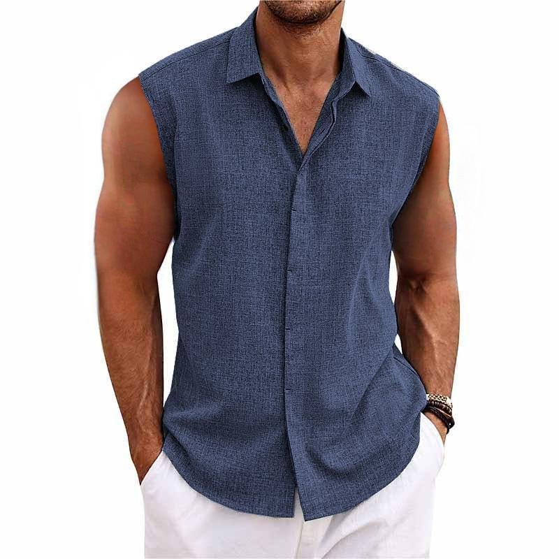 Bruno - Zomerse Linnen Tanktop Overhemd Heren