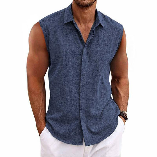 Bruno - Zomerse Linnen Tanktop Overhemd Heren