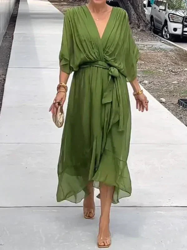 Chiffon Wikkeljurk Dames Elegant - Fleur