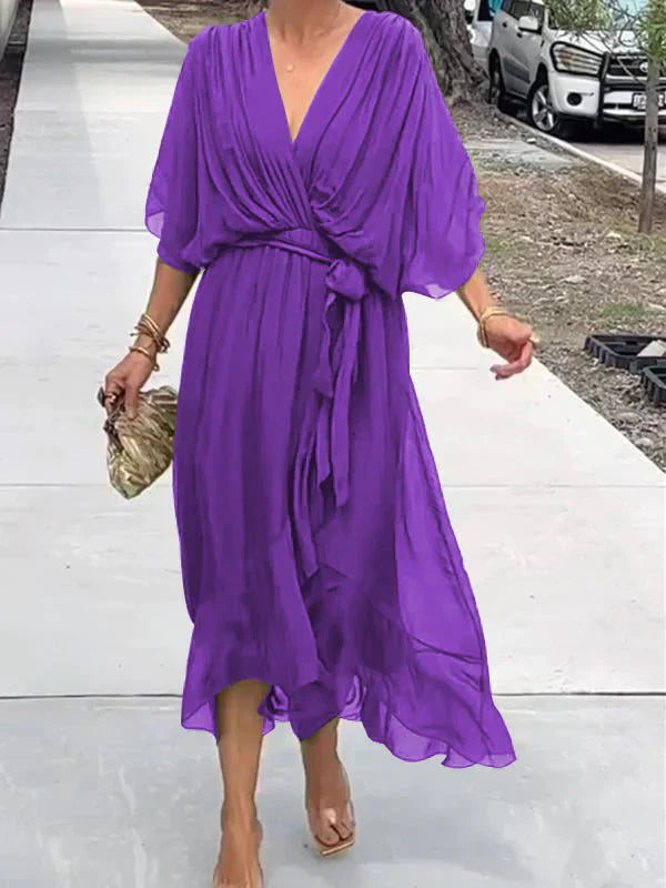 Chiffon Wikkeljurk Dames Elegant - Fleur