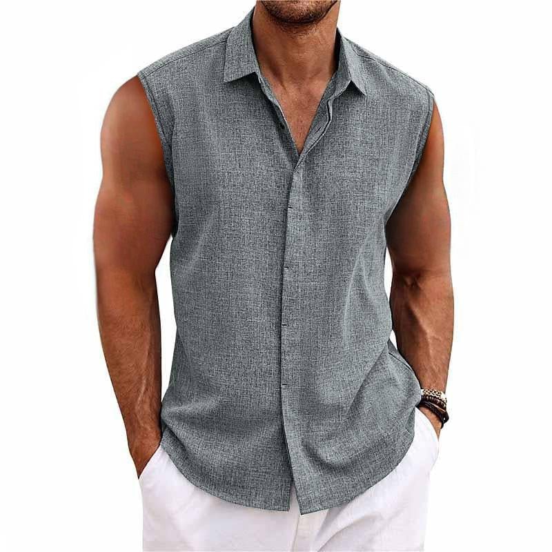 Bruno - Zomerse Linnen Tanktop Overhemd Heren