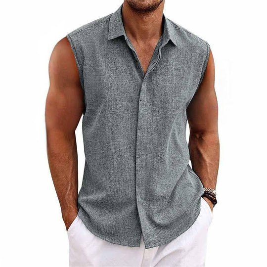 Bruno - Zomerse Linnen Tanktop Overhemd Heren
