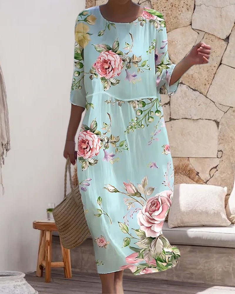 Cynthia - Luchtige Linnen Jurk met Bloemenprint