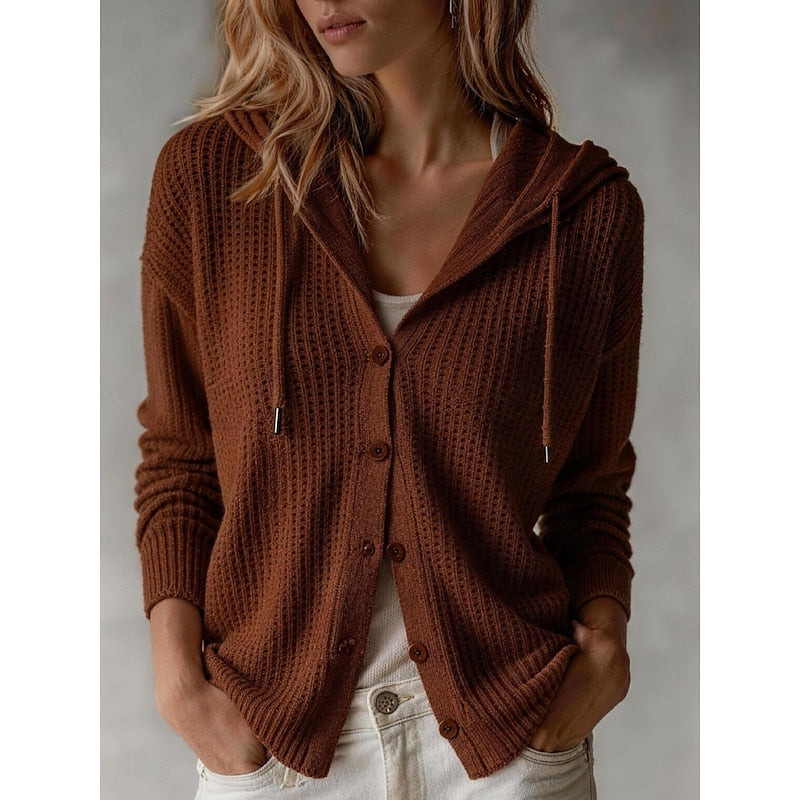Renate - Elegant Grofgebreid Capuchon Vest