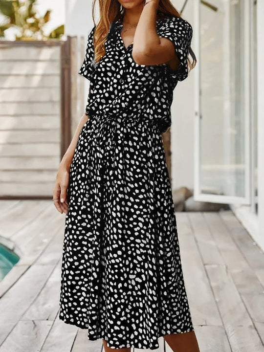 Midi Blousejurk Dames Casual Met Print - Iris