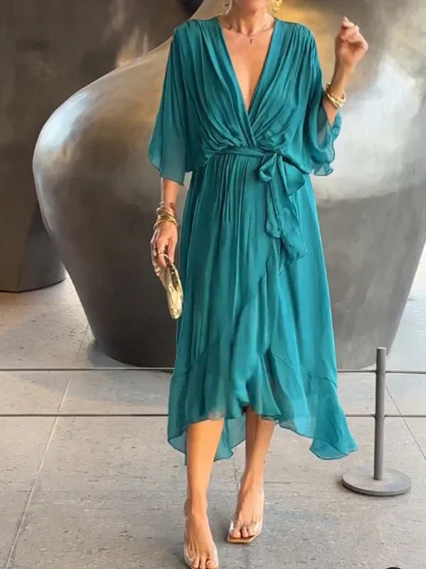 Chiffon Wikkeljurk Dames Elegant - Fleur