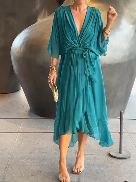 Chiffon Wikkeljurk Dames Elegant - Fleur