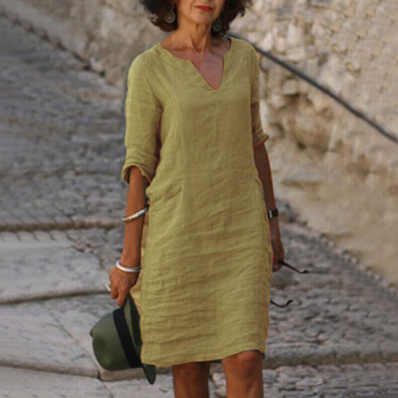 Petra - Comfortabele Linnen Zomerjurk