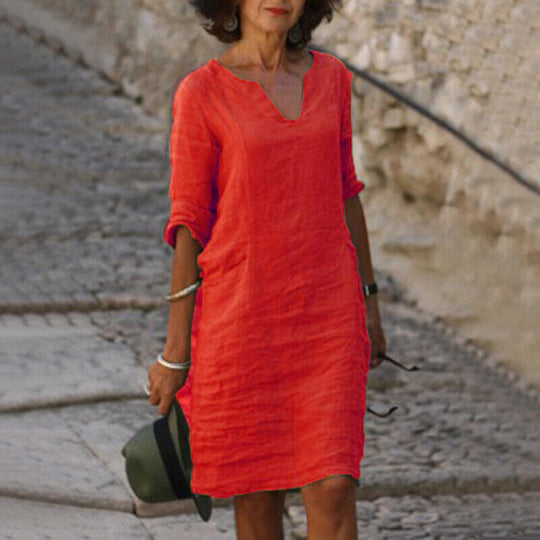 Petra - Comfortabele Linnen Zomerjurk