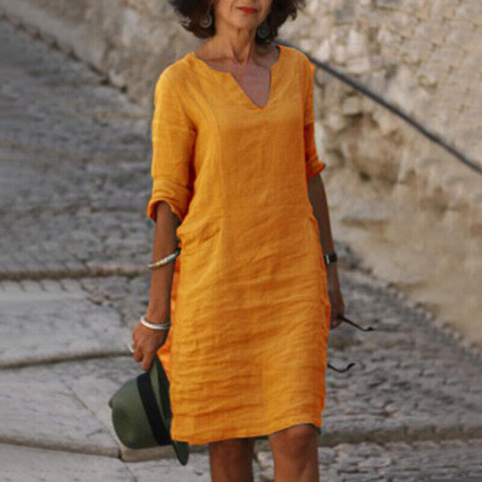 Petra - Comfortabele Linnen Zomerjurk