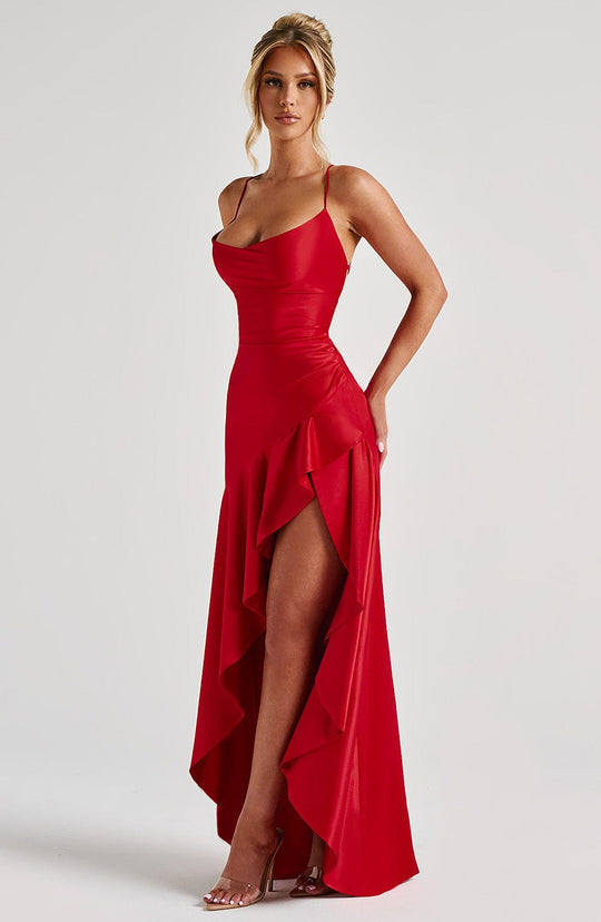 Charlotte - Elegante Satijnen Maxi Jurk met Split