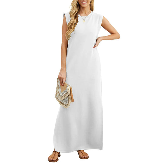 Wendy - Effen Mouwloze Maxi Jurk Dames