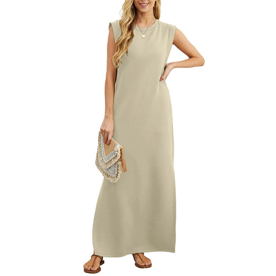Wendy - Effen Mouwloze Maxi Jurk Dames