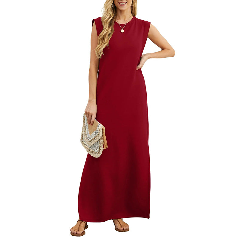 Wendy - Effen Mouwloze Maxi Jurk Dames