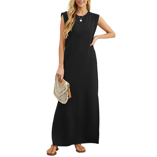 Wendy - Effen Mouwloze Maxi Jurk Dames