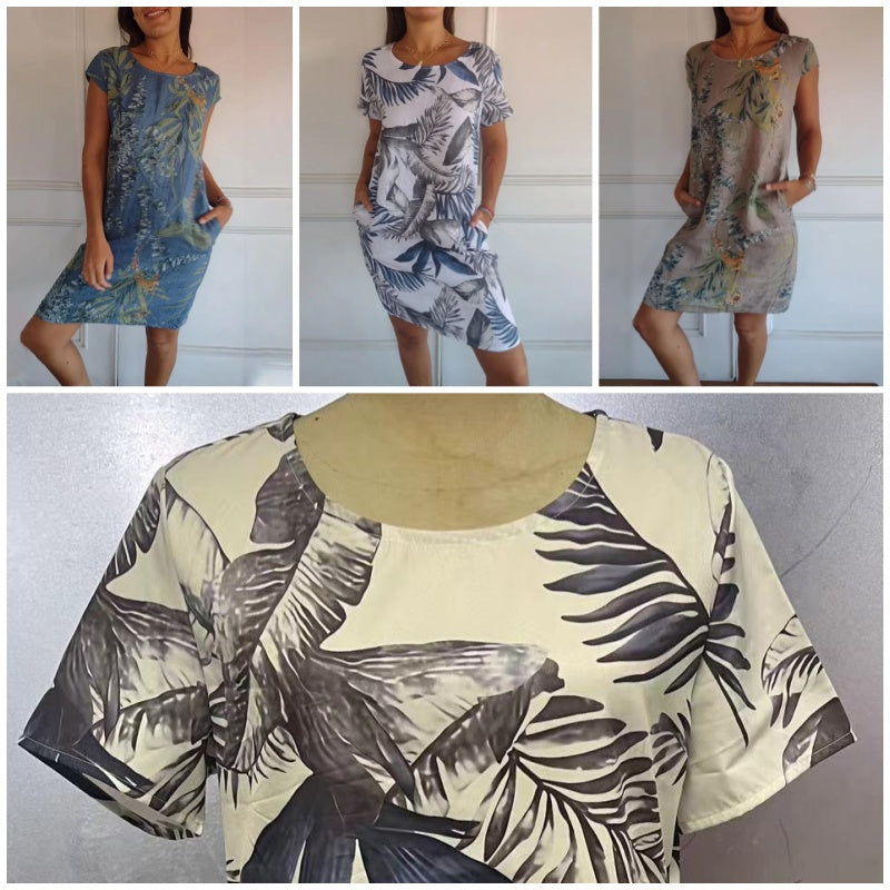 Linnen Tuniek Jurk Dames Botanisch - Livia