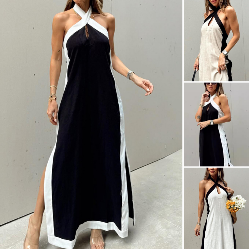 Margot - Stijlvolle Halter Maxi Jurk met Split