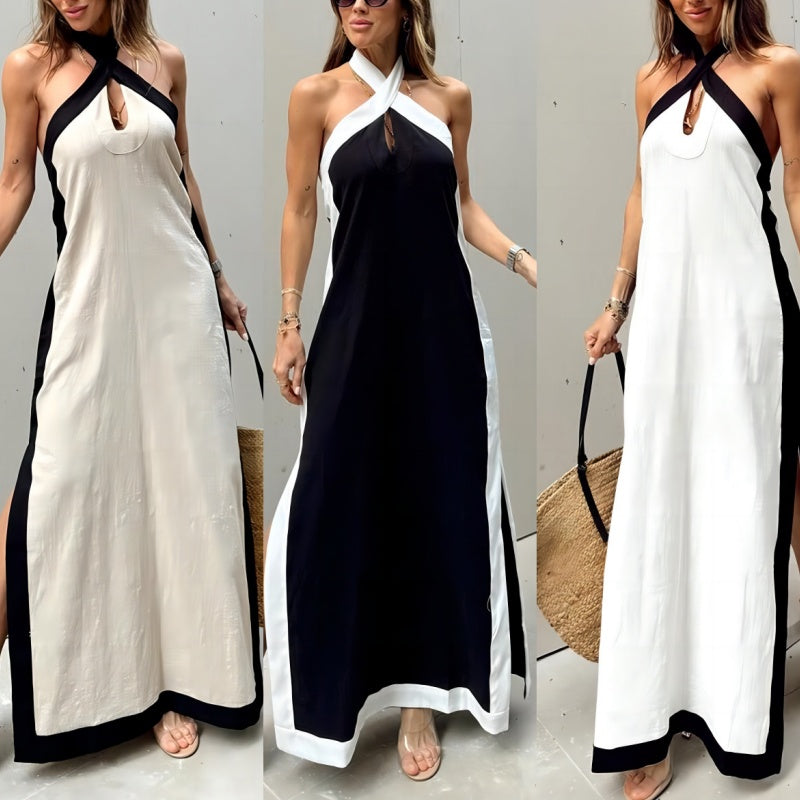 Margot - Stijlvolle Halter Maxi Jurk met Split