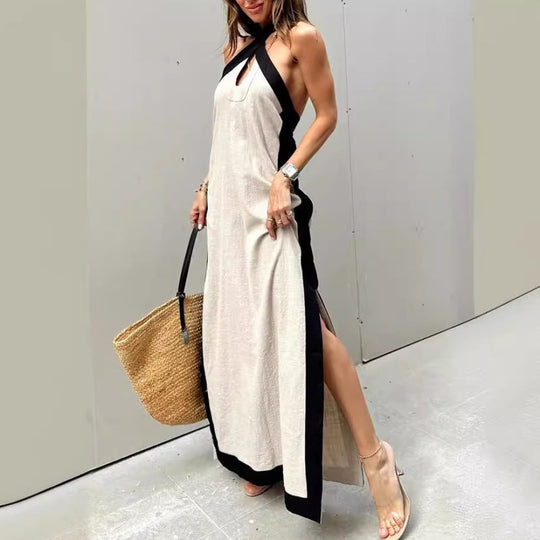Margot - Stijlvolle Halter Maxi Jurk met Split