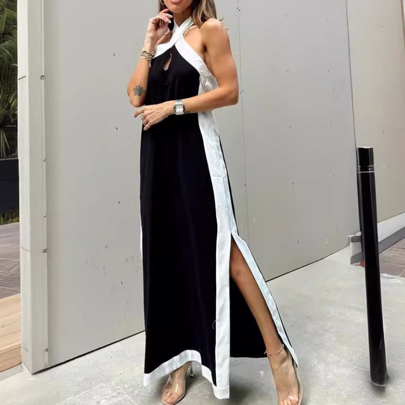 Margot - Stijlvolle Halter Maxi Jurk met Split