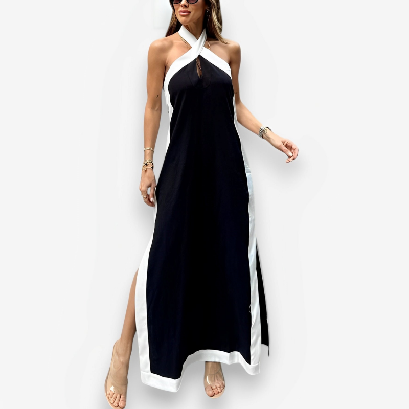 Margot - Stijlvolle Halter Maxi Jurk met Split