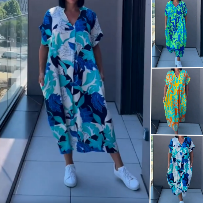 Noa | Kaftan Jurk Dames Luchtig Met Print