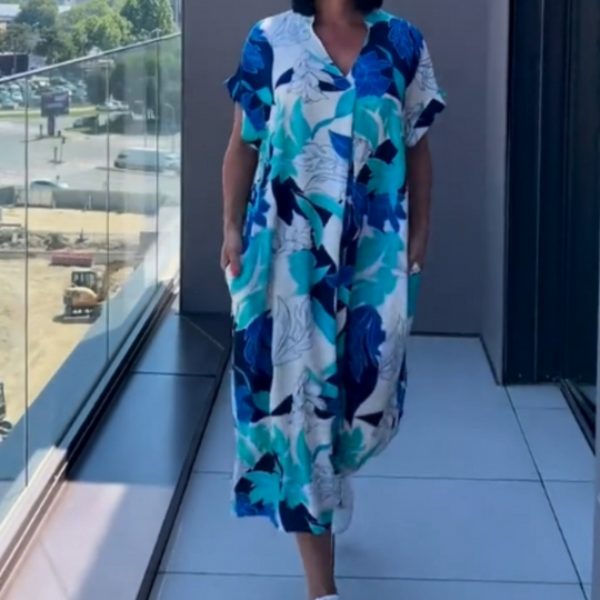 Noa | Kaftan Jurk Dames Luchtig Met Print