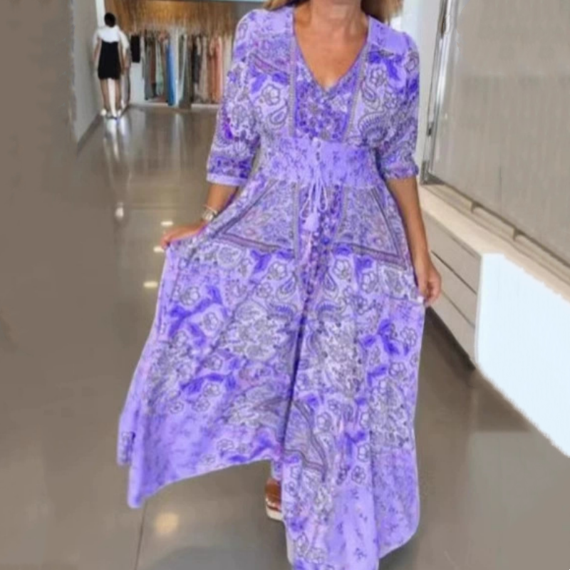 Boho Maxi Jurk Dames Met Print - Anna