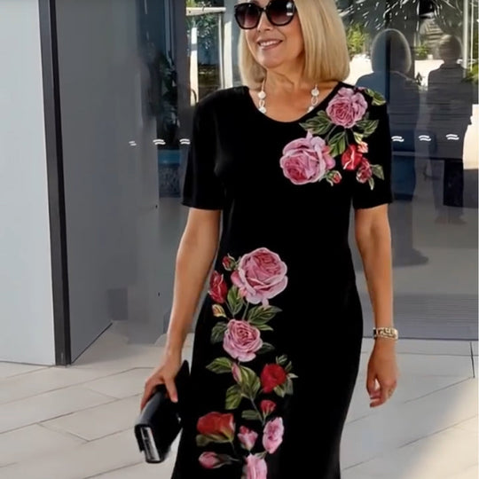 Midi Jurk Dames Met Bloemenprint Klassiek - Yara