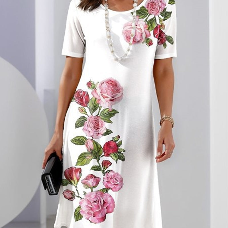Midi Jurk Dames Met Bloemenprint Klassiek - Yara