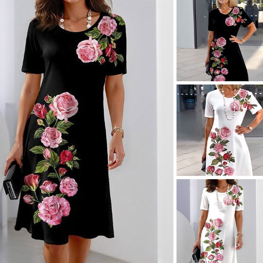 Midi Jurk Dames Met Bloemenprint Klassiek - Yara