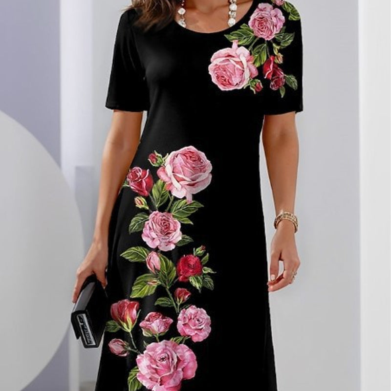Midi Jurk Dames Met Bloemenprint Klassiek - Yara