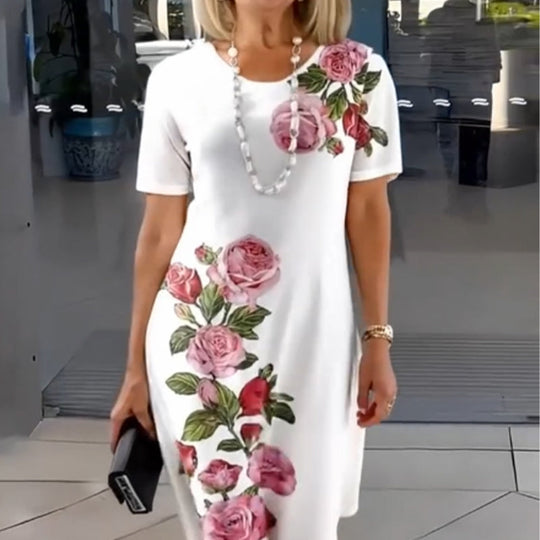 Midi Jurk Dames Met Bloemenprint Klassiek - Yara