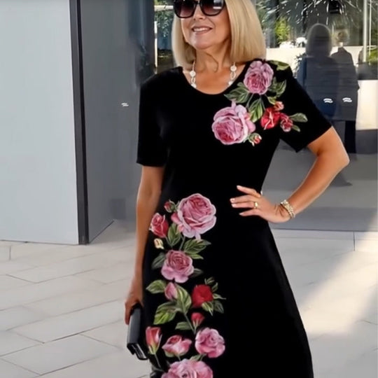 Midi Jurk Dames Met Bloemenprint Klassiek - Yara