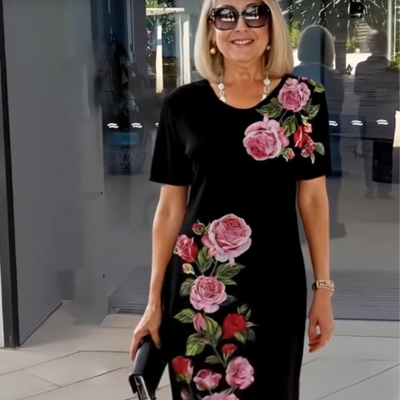 Midi Jurk Dames Met Bloemenprint Klassiek - Yara
