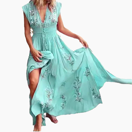 Boho Maxi Jurk Dames Met Borduursel - Lara