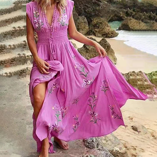 Boho Maxi Jurk Dames Met Borduursel - Lara