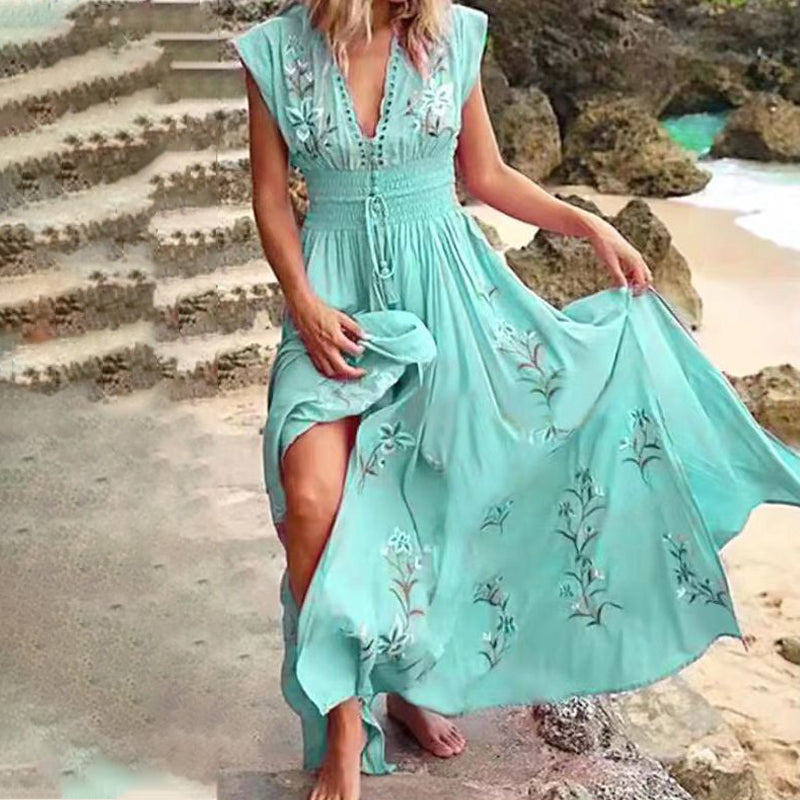 Boho Maxi Jurk Dames Met Borduursel - Lara